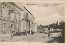Old postcard-91-Essonne-CHEPTAINVILLE: grocery store, café, restaurant GAUDRY, route d'Arpajon picture