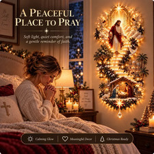 Jesus Light of Heaven Christmas Wall Hanging, Lighted Religious Nativity Wall De picture