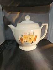 Vintage Porcelier China Teapot with Raised Hearth Scene Made in the USA picture