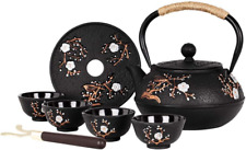 Japanese Cast Iron Tea Set - Teapot, 4 Cups, Trivet, Infuser, Chinese Tea Pot picture