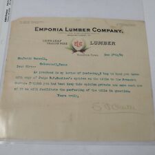 Vintage 1901 Emporia Lumber Company Houston Texas Letterhead Typed Letter picture
