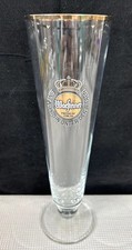 Warsteiner 0.4L Tall Beer Pilsner Glass Gold Rim 0.4 Liter Barware EUC picture