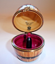 Peint Main Limoges Trinket-French Wine Barrel-Cuvee 2000   picture