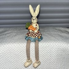 Vintage Ganz Easter Bunny Figurine Dangle Knit Legs Shelf Sitter Country Decor picture