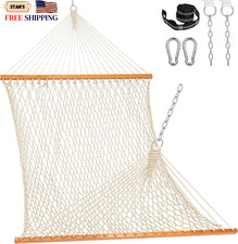 Double Rope Hammock 2 Person Traditional Outdoor Hand Woven Cotton Rope Hammock picture