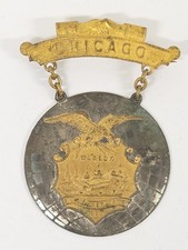 Vintage Antique 1893 Chicago Columbian Worlds Fair Souvenir Badge picture