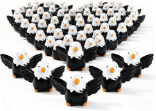 100 Pcs Mini Resin Bald Eagle Figurines, Patriotic American Eagle Statues for Ga picture