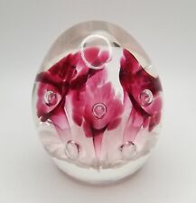 Joe Rice Red Trumpet Flower Contol Bubble Art Glass Paperweight picture