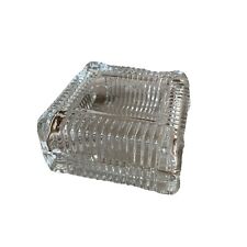 Vintage Clear Pressed Glass Square Lidded Trinket Box picture