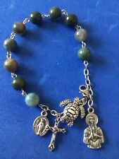 ROSARY BRACELET St KATERI TEKAKWITHA TURTLE Indian Agate Saint Stainless Chain picture