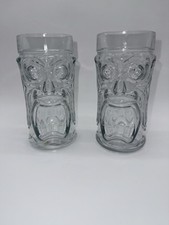 2 Vintage Tiki Glass Anchor Hocking Clear Tumbler 16 oz Hawaii Bar Highball Cup  picture