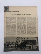 1950’s Sports Article Horse Jockey Willie Shoemaker “$2 Million A Year Jockey” picture