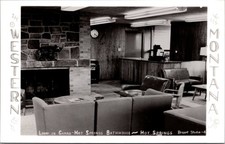 Camas Hot Springs Bathhouse Lobby Western Montana 1950s - RPPC Photo Postcard picture