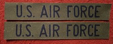Two U.S. AIR FORCE OD Green BDU Uniform Olive Drab Nylon Name Tape Patch NOS picture