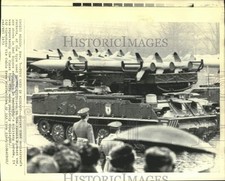 1973 Press Photo Soviet anti-aircraft rockets at a parade in Red Square, Moscow picture