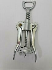 Vintage Wing Style Brass CORKSCREW Wine Bottom Opener DOUBLE LEVER Made In Italy picture