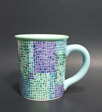 Starbucks Barista 2002 Mosaic Tile Coffee Mug Cup 16 oz Blue Green Purple Ivory picture