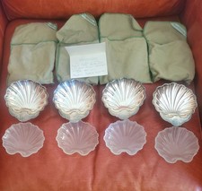 Marshall Fields Silver Plate Shell Butter Dishes w/ Glass Liners, Set of 4 c1885 picture