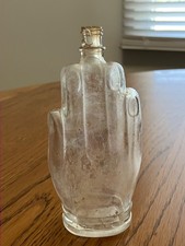Vintage Hand Shaped Glass Perfume Cologne Antique Bottle Pat. 85490 Oddity Decor picture