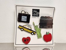 NEW YORK CITY SAKS FIFTH AVENUE ENAMEL LAPEL PINS SET 6 picture