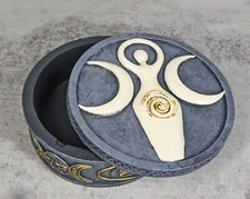 Wicca Celtic Knotwork Spiral Goddess Triple Moon Shaman Decorative Round Box picture