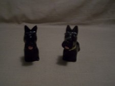 Vintg Black Scottish Terrier Scottie Dogs Ceramic Hinged Trinket Box-a pair picture