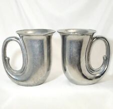 Lot of 2 Duratale by Leonard of Italy Pewter Horn-Shaped Tankards/ Beer Steins picture