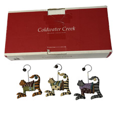 Coldwater Creek Set of 3 Cat Ornaments Dapper Cats Kittens in Sweaters Whimsical picture