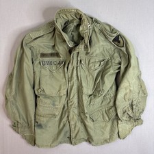 Vintage M65 Field Jacket US Army Olive Green Military Coat Patched Named picture