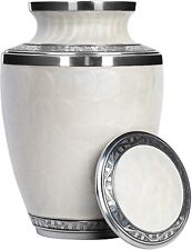 Cremation Urn for Human Ashes - Pearl White with Velvet Bag picture