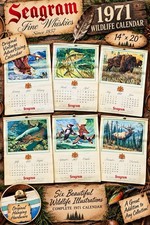 VINTAGE SEAGRAM'S 1971 FULL WALL CALENDAR WILDLIFE ART/ DE FEO/ SCHELLING/McLEAN picture