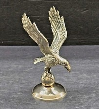 Vintage Polished  Brass American Bald Eagle On Orb Statue Figurine  6in x 3in picture