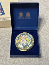 Vintage Halcyon Days Enamels Renaissance Flowers Trinket Box 1990s Boxed picture