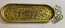 Vintage Oppenheim Israel Brass Tray Embossed Birds Ornate Trinket Dish MCM picture