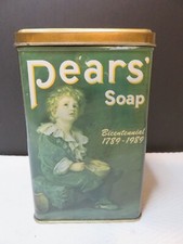1980's 200 years Pears soap tin with lid girl with curly hair picture