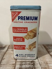 Vintage Nabisco Saltine Crackers Tin 1969 Tall Canister Metal picture