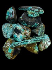 Stabilized Hubei turquoise. Poly Chrome spiderwebs One Pound picture