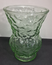 Indiana Glass E O Brody Co Green Depression Glass Pebble Rippled Vase 8