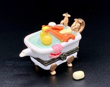 Mini Porcelain Bathtub Trinket Box with Soap Trinket & Duck Vanity Décor picture