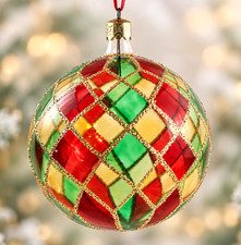 Christopher Radko Tiffany Bright Harlequin #92-161-0 Glass Ball Ornament vintage picture