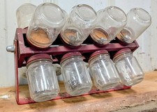 Rotating Vintage Hardware Storage Jars Set of 16 Revolving Bin Nuts and Bolts picture