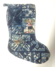 New 2007 REYN SPOONER Xmas Mele Kalikimaka Blue Holiday Stocking Rare Vintage picture