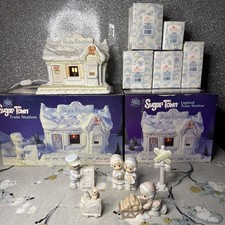 1995 Precious Moments Sugar Town Train Station 6 Piece Boxed Set Vintage picture