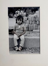 Vintage B&W Photo Young Girl Big Hair Bow Matted - 8x10 Print 11x14 Mat picture