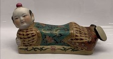 Chinese porcelain reclining boy opium pillow picture