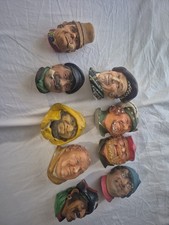 Vintage Bossons Chalkware Character Heads Lot of 9 Wall Plaques England picture