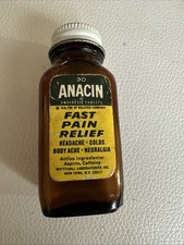Vintage Miniature Anacin Aspirin Bottle - Brown - 30 Tablet - Whitehall Labs picture