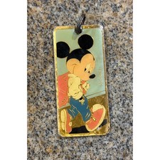 1980s Vintage Disney Mickey Mouse Metal Keychain Taiwan Gold Tone picture