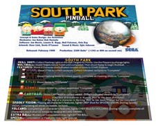 Stern / Sega South Park Pinball Custom Apron Instruction Cards picture
