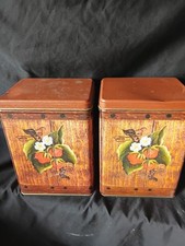 Vintage J.L. Clark Tin Canister strawberry vine with wood picture